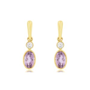 YELLOW GOLD AMETHYST & DIAMOND EARRINGS 1855AM
