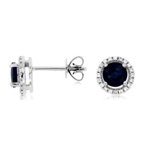WHITE GOLD SAPPHIRE & DIAMOND HALO STUDS WC7939S