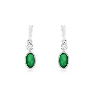 WHITE GOLD EMERALD & DIAMOND EARRINGS WH1855E