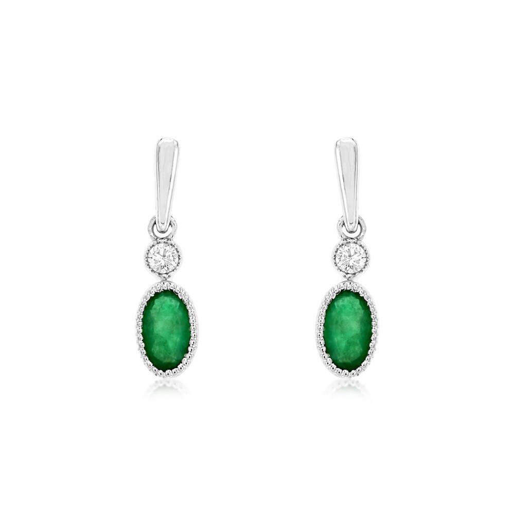 WHITE GOLD EMERALD & DIAMOND EARRINGS WH1855E