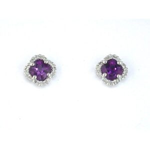 WHITE GOLD AMETHYST & DIAMOND EARRINGS WC3222A