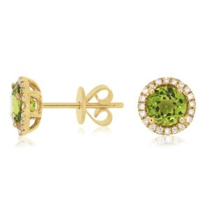 YELLOW GOLD PERIDOT & DIAMOND EARRINGS C6064X