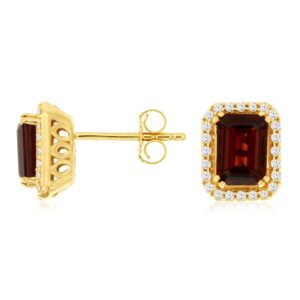 YELLOW GOLD GARNET & DIAMOND EARRINGS C9518G