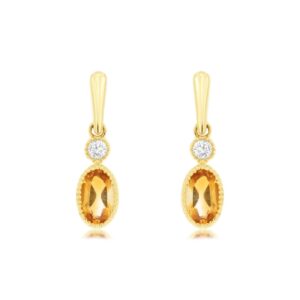YELLOW GOLD CITRINE & DIAMOND EARRINGS H1855CT