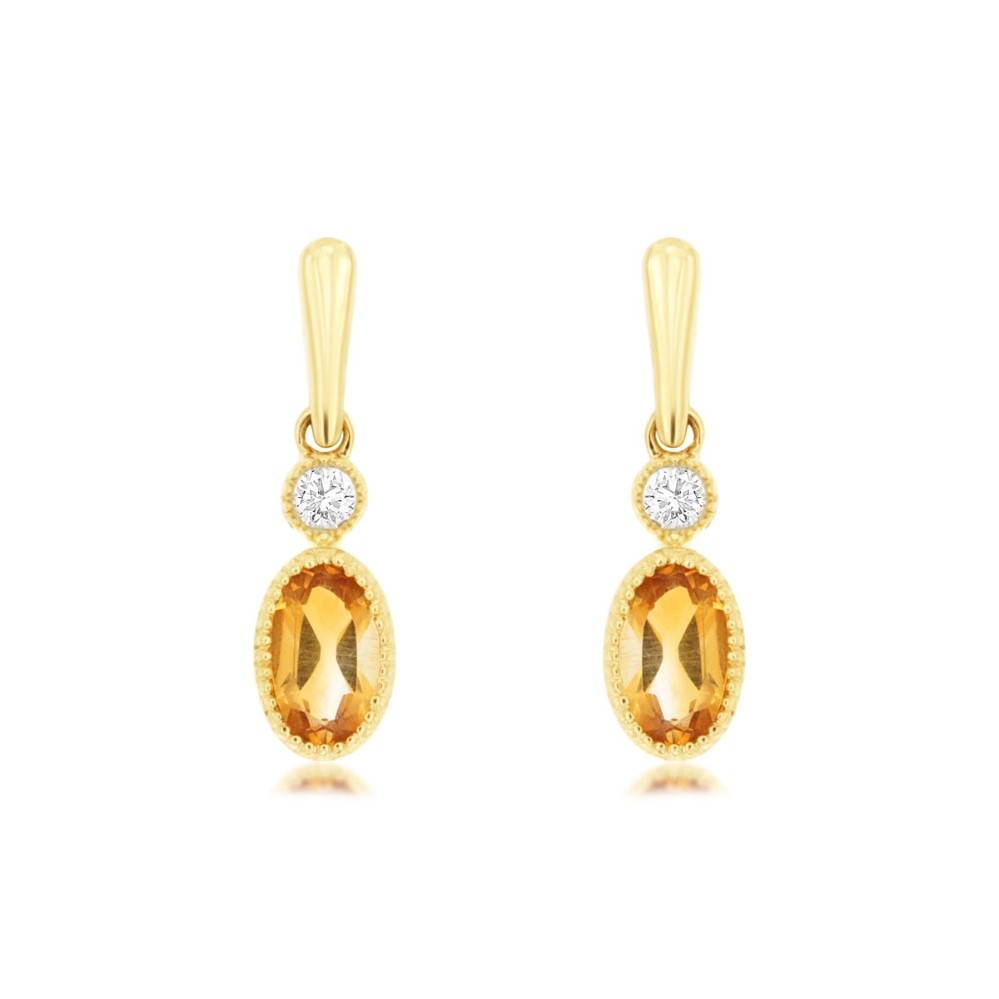 YELLOW GOLD CITRINE & DIAMOND EARRINGS H1855CT