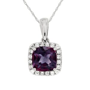 WHITE GOLD AMETHYST & DIAMOND PENDANT WC5132A