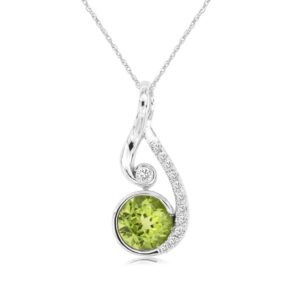 WHITE GOLD PERIDOT & DIAMOND PENDANT WC6767X