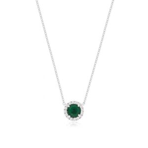 WHITE GOLD EMERALD & DIAMOND NECKLACE WH2330E
