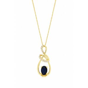 YELLOW GOLD SAPPHIRE & DIAMOND PENDANT H1429SP