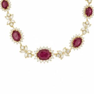 YELLOW GOLD RUBY & DIAMOND NECKLACE H2140RB