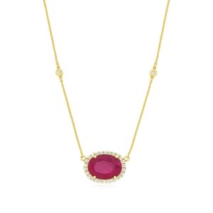 YELLOW GOLD RUBY & DIAMOND NECKLACE H1456RB