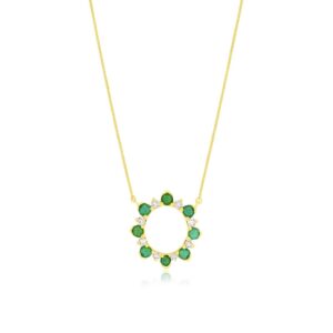 YELLOW GOLD EMERALD & DIAMOND NECKLACE H2983EM