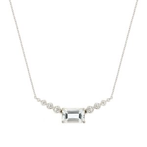 WHITE GOLD AQUAMARINE & DIAMOND NECKLACE WH1702Q