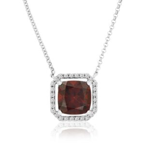 WHITE GOLD GARNET & DIAMOND PENDANT WC6138G