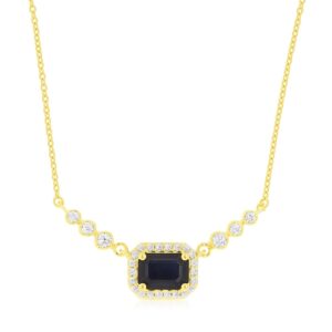 YELLOW GOLD SAPPHIRE & DIAMOND NECKLACE H1684SP
