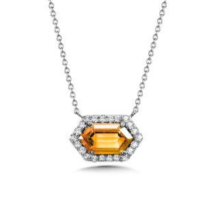 WHITE GOLD CITRINE & DIAMOND PENDANT CGP761W-DCT