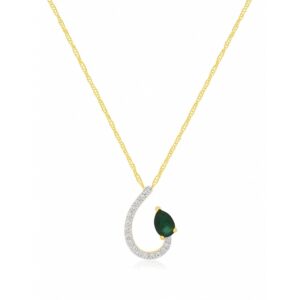 YELLOW GOLD EMERALD & DIAMOND PENDANT H3107EM