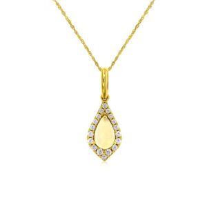 YELLOW GOLD OPAL & DIAMOND PENDANT C8830F