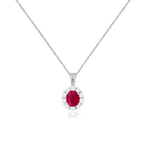 WHITE GOLD RUBY & DIAMOND PENDANT WP3789R