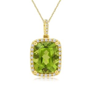 YELLOW GOLD PERIDOT AND DIAMOND PENDANT C6068X