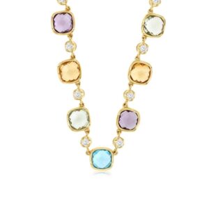 YELLOW GOLD DIAMOND & SEMI PRECIOUS NECKLACE H2934M