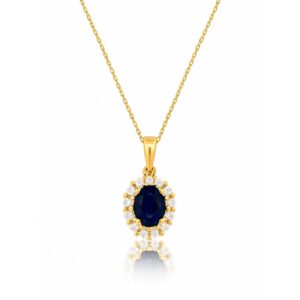 YELLOW GOLD SAPPHIRE & DIAMOND PENDANT P3789SP