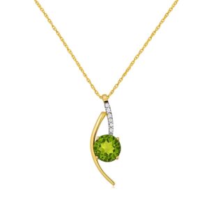 YELLOW GOLD PERIDOT & DIAMOND PENDANT C4828X