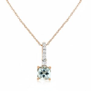 ROSE GOLD AQUAMARINE & DIAMOND PENDANT PH2549Q