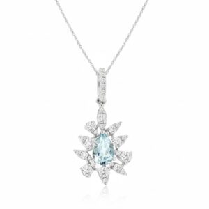 WHITE GOLD AQUAMARINE & DIAMOND PENDANT WC9425Q