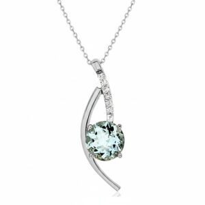 WHITE GOLD AQUAMARINE & DIAMOND PENDANT WC4828Q