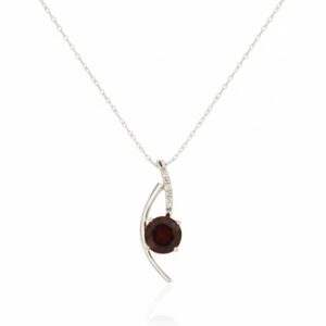 WHITE GOLD GARNET & DIAMOND PENDANT WC4828G