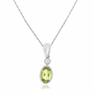 WHITE GOLD PERIDOT & DIAMOND PENDANT WH1854X
