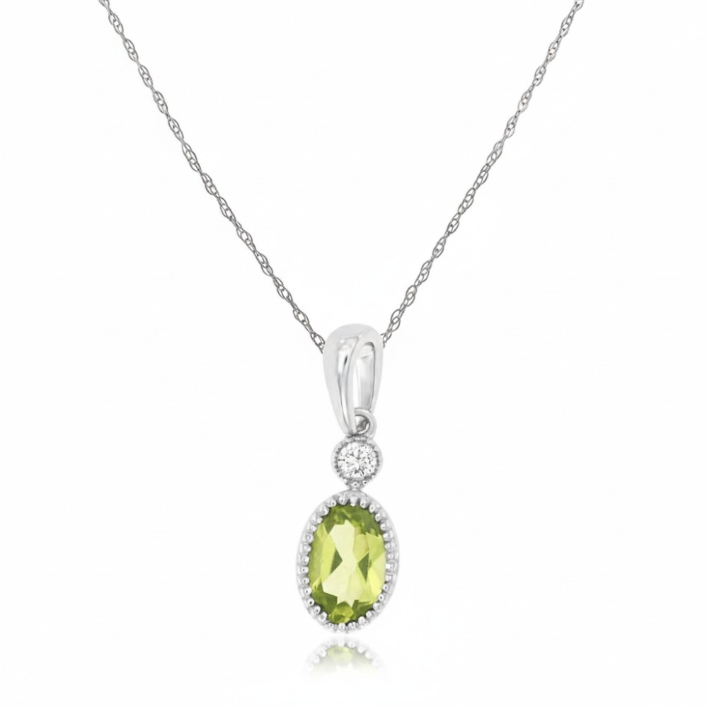 WHITE GOLD PERIDOT & DIAMOND PENDANT WH1854X