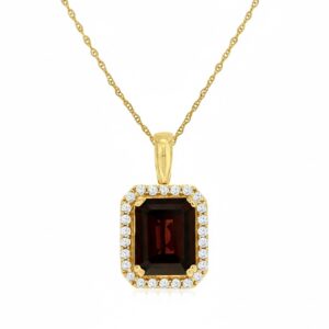 YELLOW GOLD GARNET & DIAMOND PENDANT C9531G