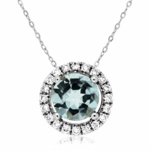 WHITE GOLD AQUAMARINE & DIAMOND PENDANT WC7938Q