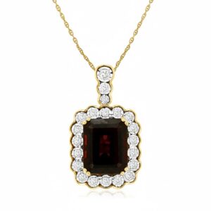 YELLOW GOLD GARNET & DIAMOND PENDANT H1212G