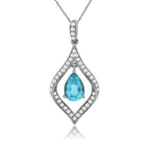 WHITE GOLD BLUE TOPAZ & DIAMOND PENDANT WC5993B