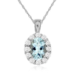 WHITE GOLD AQUAMARINE & DIAMOND PENDANT WP3788Q