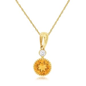YELLOW GOLD CITRINE & DIAMOND PENDANT H1856CT