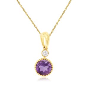 YELLOW GOLD AMETHYST & DIAMOND PENDANT H1856AM