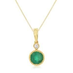 YELLOW GOLD EMERALD & DIAMOND PENDANT H1856EM