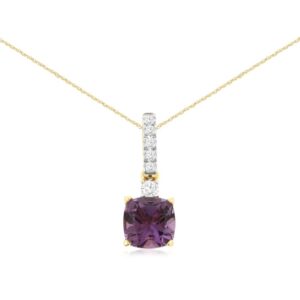 YELLOW GOLD AMETHYST & DIAMOND PENDANT H2549AM