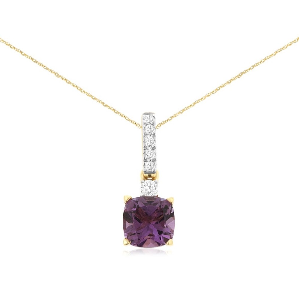 YELLOW GOLD AMETHYST & DIAMOND PENDANT H2549AM