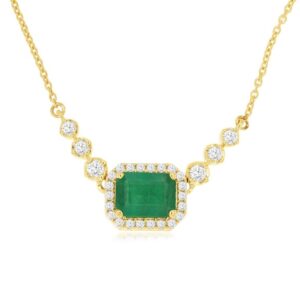 YELLOW GOLD EMERALD & DIAMOND NECKLACE H1684EM