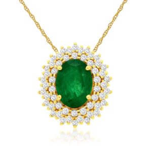YELLOW GOLD EMERALD & DIAMOND PENDANT C9858EM