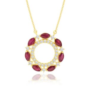 YELLOW GOLD RUBY & DIAMOND NECKLACE H3014RB