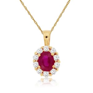 YELLOW GOLD RUBY & DIAMOND PENDANT P3789RB