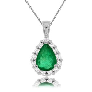 WHITE GOLD EMERALD & DIAMOND PENDANT WP3826E