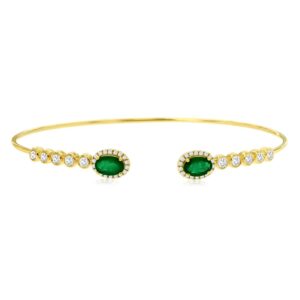 YELLOW GOLD EMERALD & DIAMOND BANGLE C9762EM