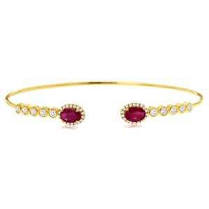 YELLOW GOLD RUBY & DIAMOND BANGLE C9762RB